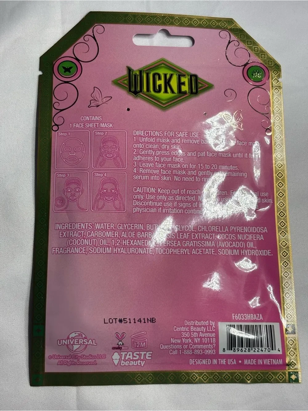 2 New Wicked Strawberry Sheet Face Mask - Pink Packaging (2 Pack)